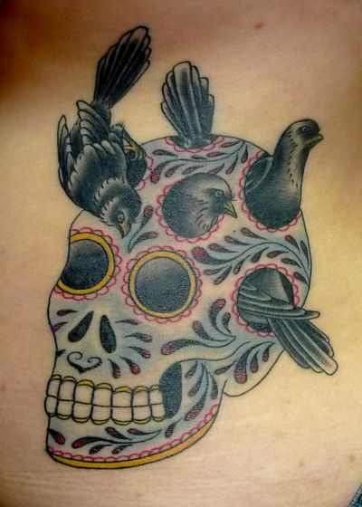 Skull and Bird Tattoo