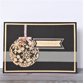 Christmas card with rose gold embossing powder
