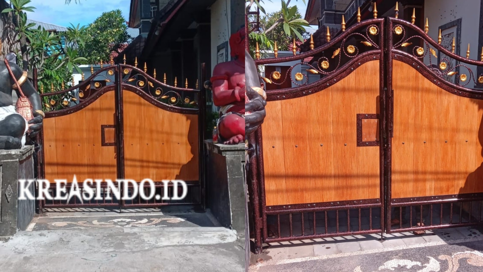 Pintu Pagar Besi Klasik Kombinasi dengan GRC terpasang di Kuta Bali