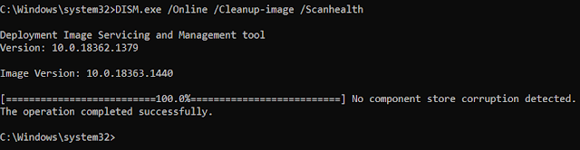 DISM.exe /Online /Cleanup-image /Scanhealth
