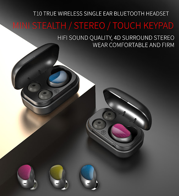 [Truly Wireless] T10 Business Bluetooth Earphone TWS Stereo Invisible Voice Call Handsfree With Mic 