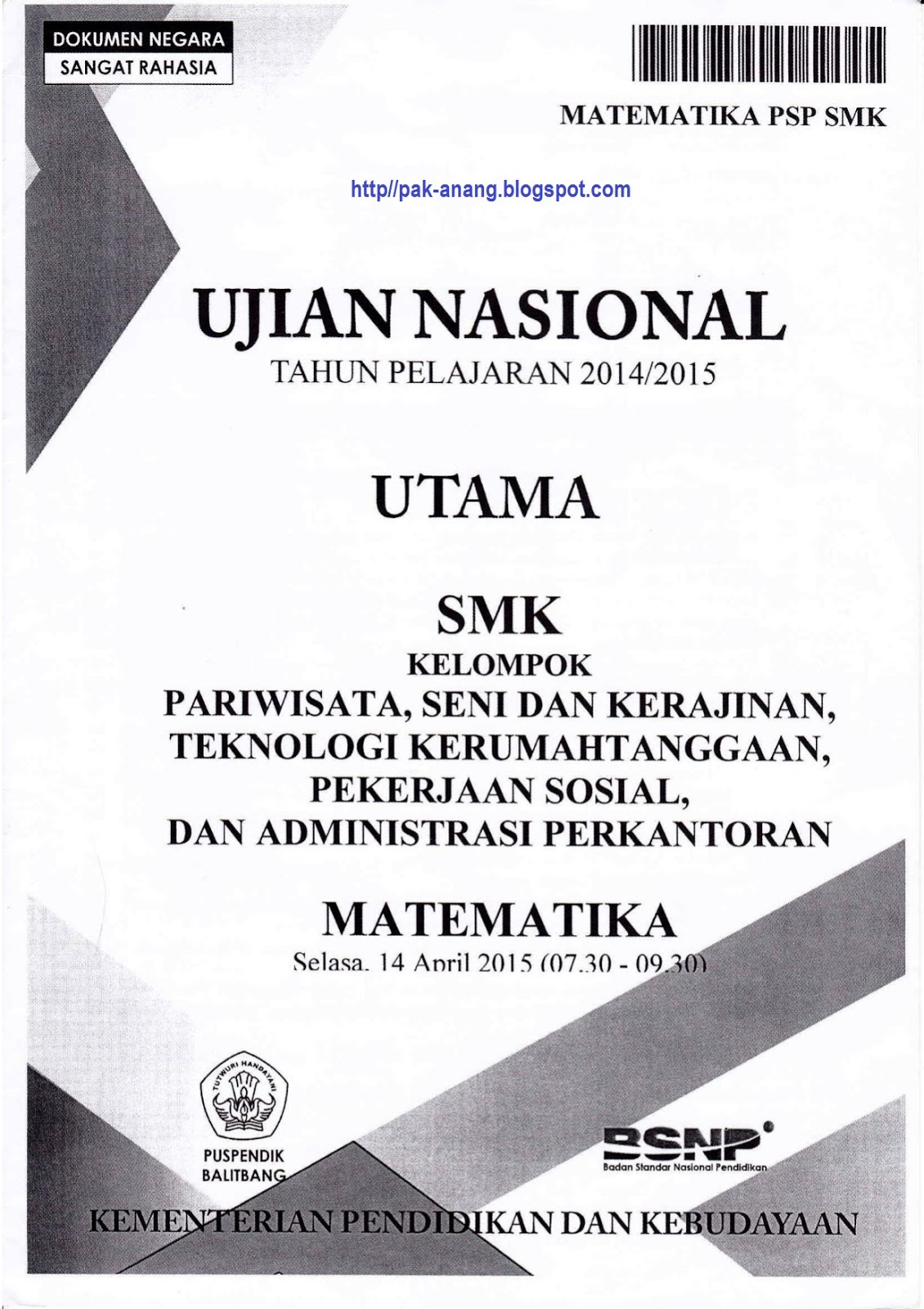 Berbagi Dan Belajar Naskah Soal Un Matematika Smk 2015 Kelompok