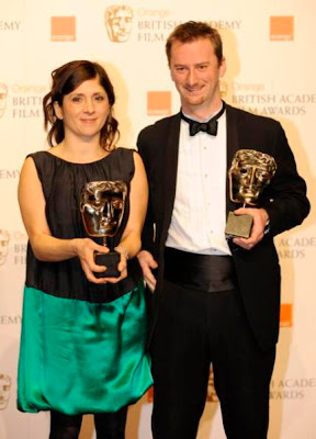 British directors Esther May Campbell and Stewart Le Marechal pose with the award for Best Short Film during the 2009 BAFTA