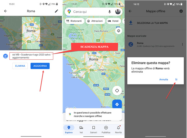 navigare mappe offline in google maps