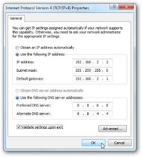 IPv4 Optimized Menetapkan Alamat IP statis Windows 7, Vista, XP