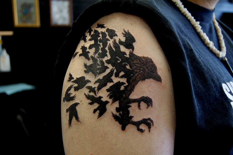 Bird tattoos are often combined with other designs such as stars and hearts