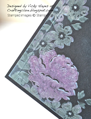 Close up of chalkboard technique using Stippled Blossoms from Stampin' Up