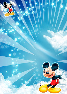 Tarjeta de Invitación de Mickey Mouse Azul