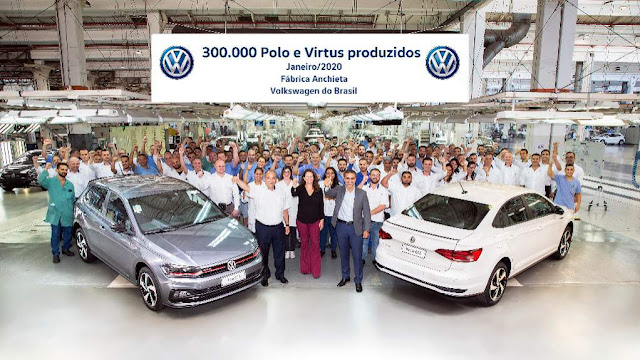 VW comemora 300 mil Polo e Virtus produzidos no Brasil
