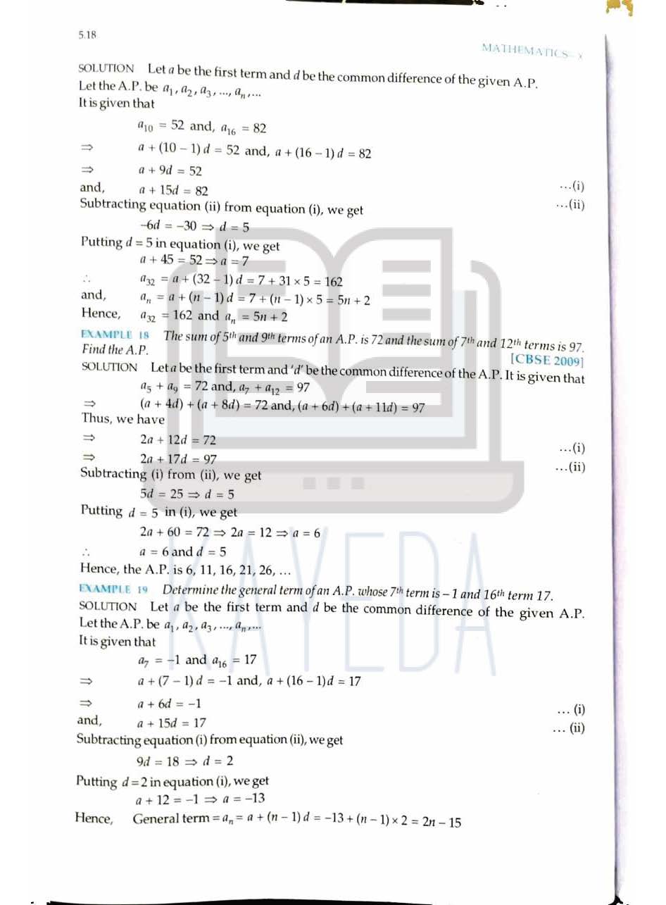 RD Sharma Class 10 Mathematics | Chapter5: Arithmetic Progressions