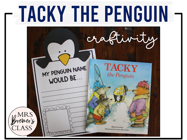 Tacky the Penguin book activities unit with literacy printables, reading companion activities, lesson ideas, and a craft for winter in Kindergarten and First Grade