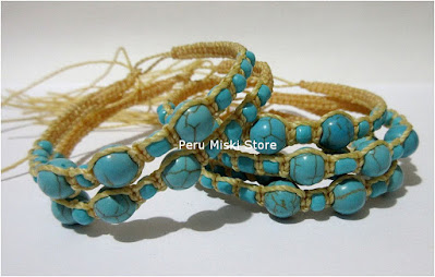 Anklets - waxed thread and turquoise beads