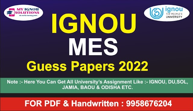 IGNOU MES Guess Papers 2022
