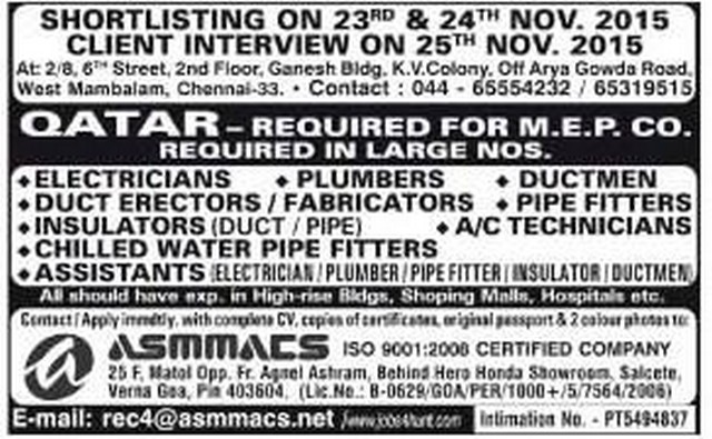 MEP Company jobs for Qatar