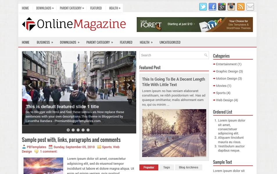 OnlineMagazine: Template Blogger Magazin Teması indir