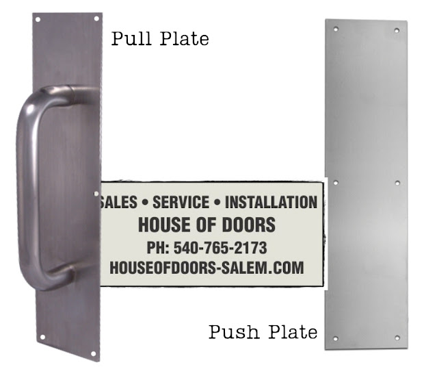 Commercial door plates stocked, sold and installed by House of Doors - Roanoke, VA