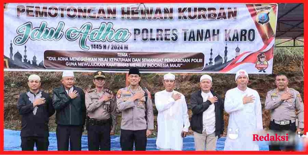 Rayakan Idul Adha 1445 H, Polres Tanah Karo Laksanakan Penyembelihan Hewan Qurban