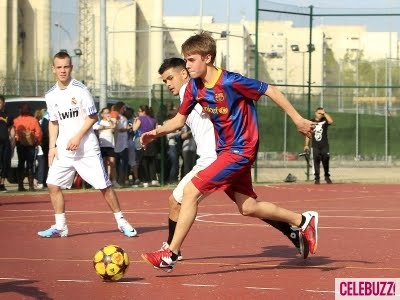 justin bieber playing soccer in madrid. Justin Bieber, 17, was spotted