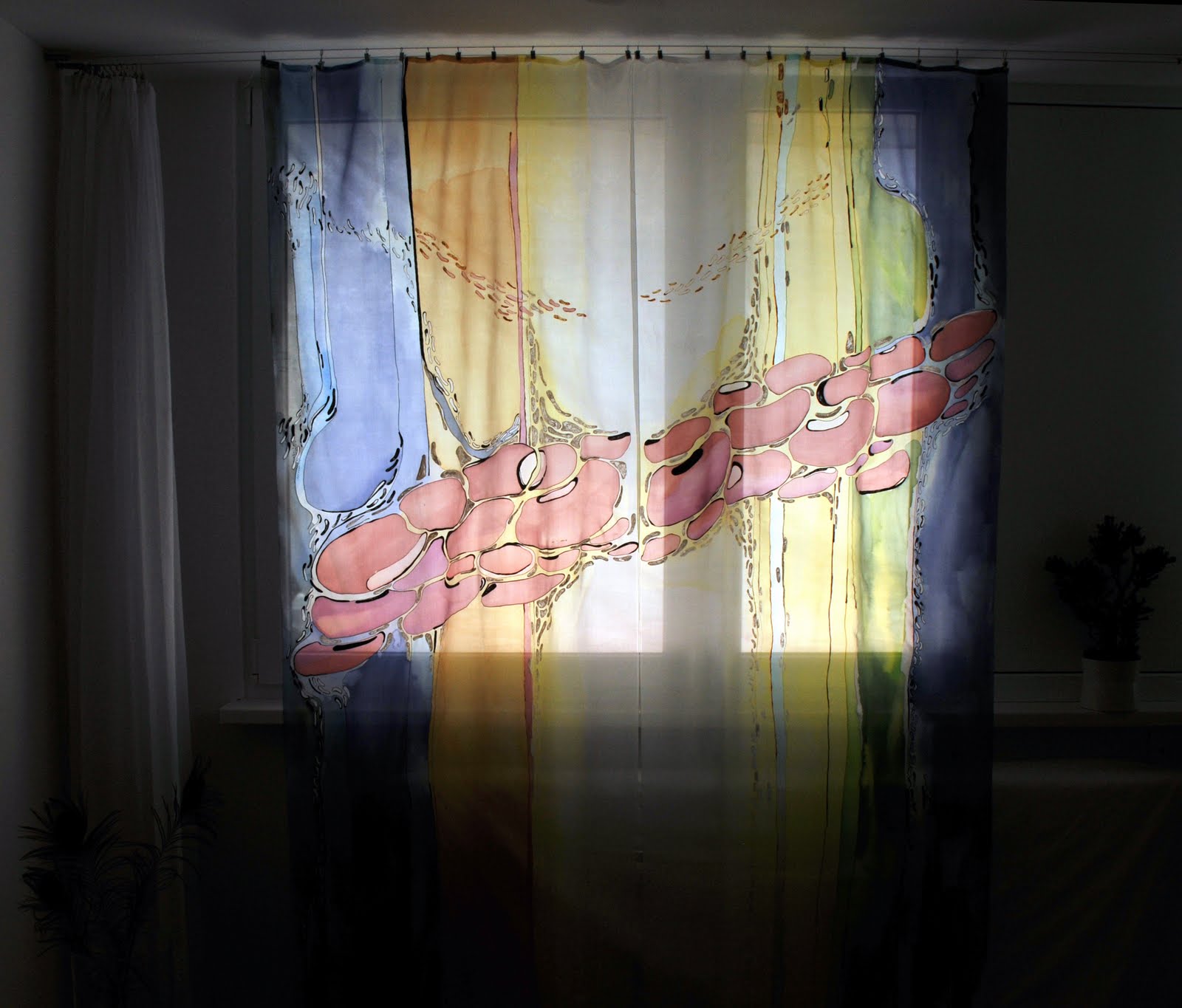 dgm-art: SILK: Silk painted curtains: Beans