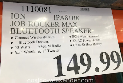 Deal for the Ion Job Rocker Max Wireless Water-Resistant Rugged Speaker (IPA81BK) at Costco