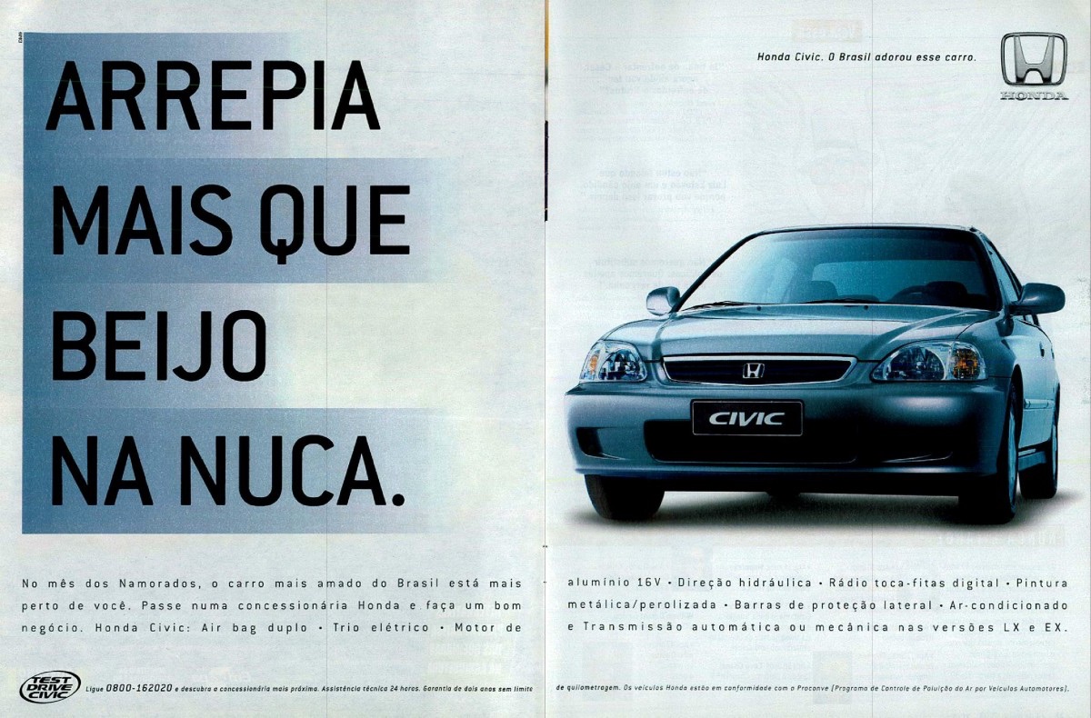 Propaganda da Honda promovendo o Civic no ano 2000