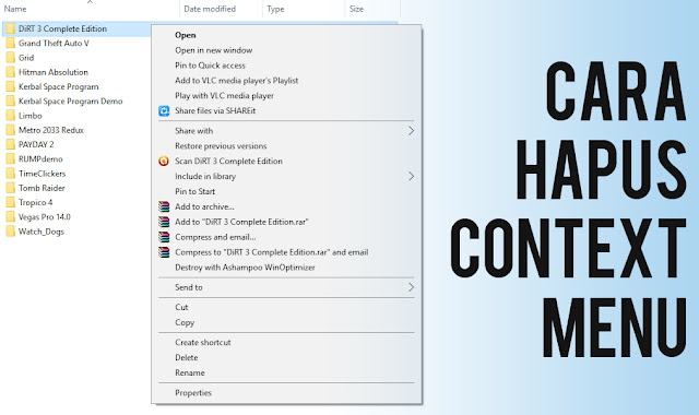 Cara Menghapus Opsi Tertentu di Menu Klik Kanan (Context Menu)