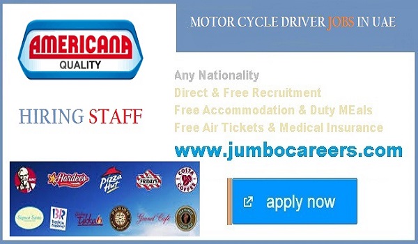 Americana Group UAE Careers 2020 | Motor Cycle Driver Jobs in Dubai