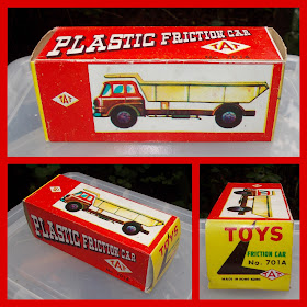 Aggregate Truck; Boxed TaT Toy; Dunp Truck; Ford Truck; Hong Kong Toy; Made in Hong Kong; No. 701A; Plastic Friction Car; Rack Toy Month; RTM; Skip Truck; Small Scale World; smallscaleworld.blogspot.com; TaT 701A; TAT Plastic Toys; Tipper Truck; Toy Lorry By TaT;