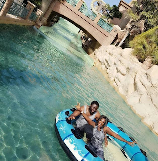 Mercy Johnson and hubby having fun in water