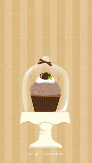 【マロンカップケーキ】スイーツのおしゃれでシンプルかわいいイラストスマホ壁紙/ホーム画面/ロック画面
