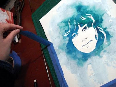 Watercolour Stencil Portrait