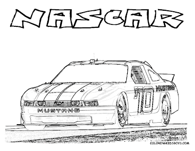 Cars COloring PagesPrintable NASCAR Mustang 2010 Coloring Page