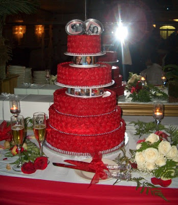 red wedding cake