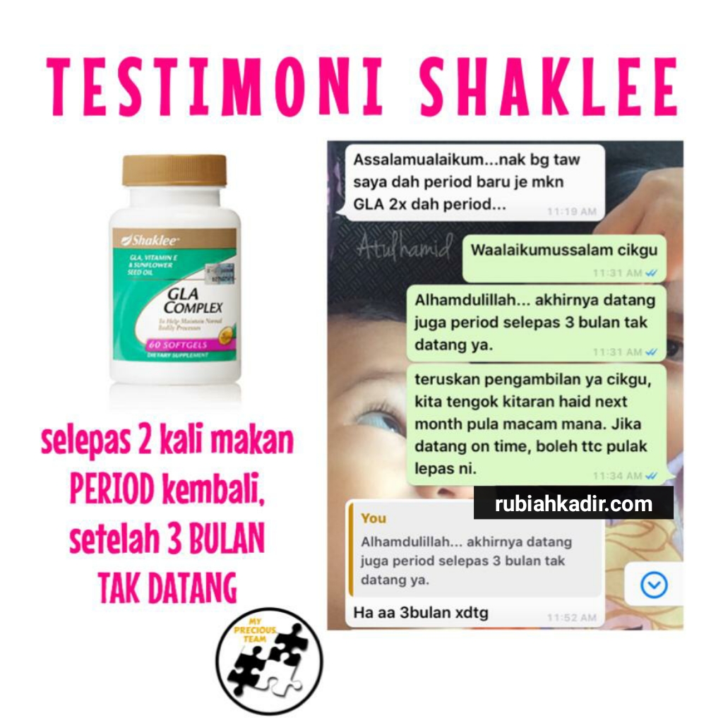 Testimoni GLA Complex Shaklee - Period Tidak Teratur 