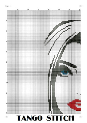 Abstract minimalistic woman cross stitch black and white embroidery design - Tango Stitch