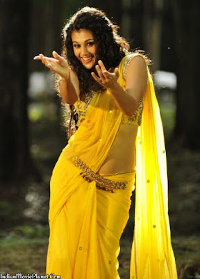 tapsee pannu hot yellow saree navel show images