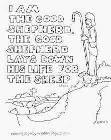 An illustration of John 10:11 to print and to color.