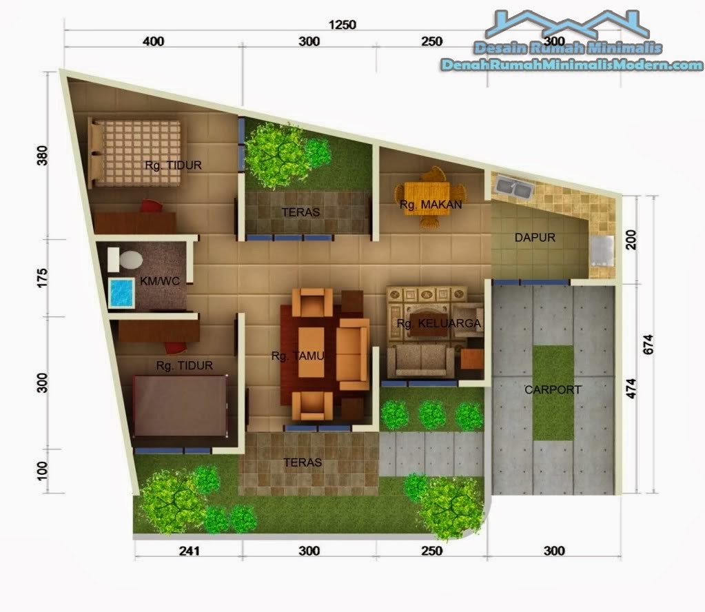 Gambar Desain Denah Rumah Minimalis Modern 1 Lantai  
