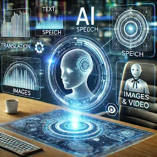 An AI-powered translation interface showing text, speech, and image recognition