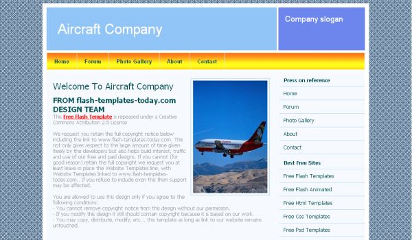 Air Lines Blue CSS Website Template