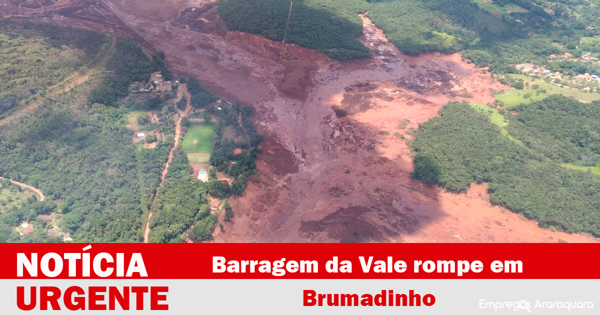 Barragem da Vale rompe em Brumadinho, região metropolitana de BH