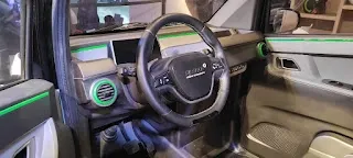 Interior dashboard and steering wheel of a the Silence S04