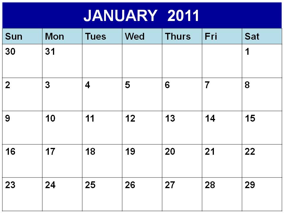 Planners 2011 / Blank Calendars 2011- Horizontal