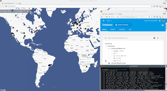 FireShodanMap: Realtime Map that integrates Firebase, Google Maps and Shodan