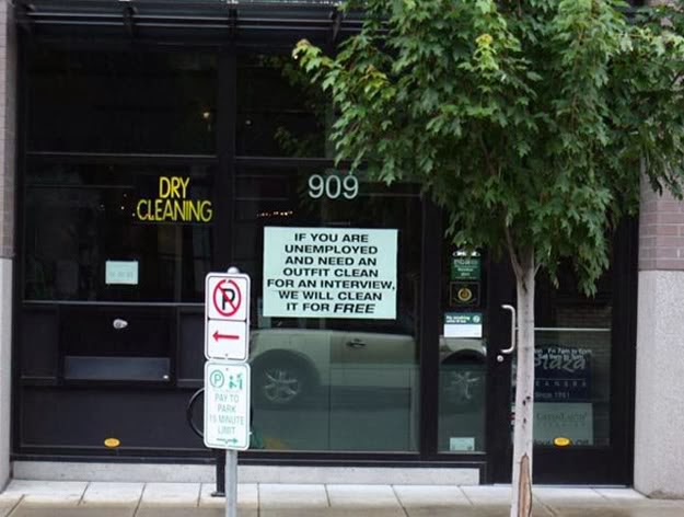 When this dry cleaner decided to offer their services to anyone in need – for free.