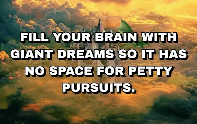 Fill your brain with giant dreams so it has no space for petty pursuits.