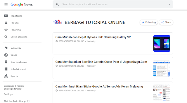 Google News Berbagi Tutorial Online