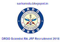 DRDO Scientist RA JRF Recruitment
