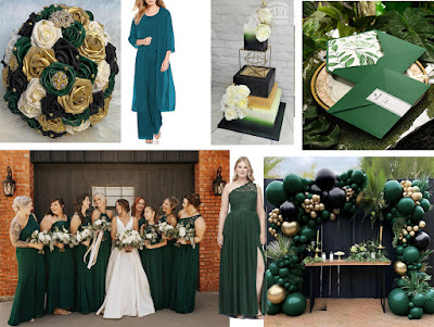 black gold and hunter green colors wedding