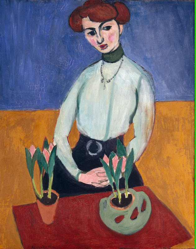Girl with Tulips by Henri Matisse - Portrait, Genre Paintings from Hermitage Museum